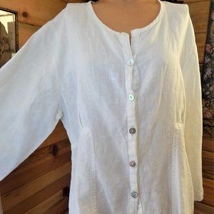 Boho White Linen Top - XL